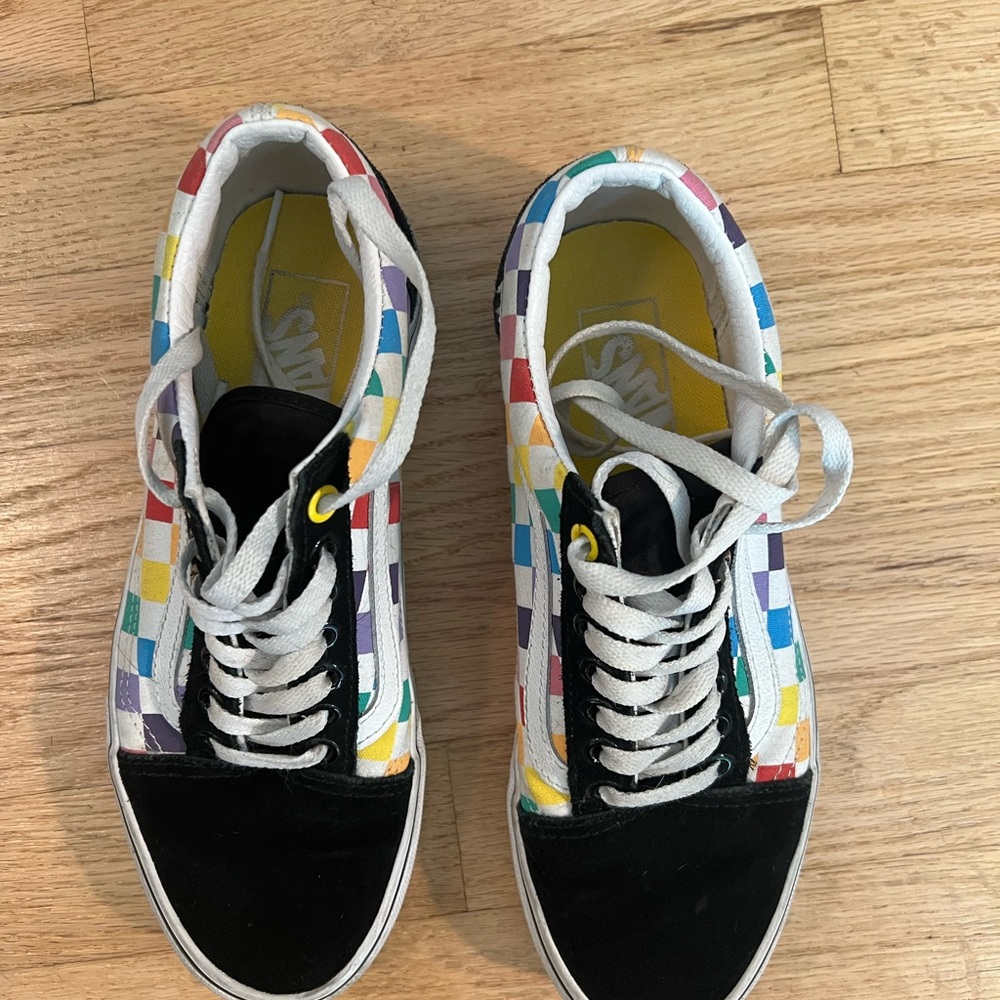 Vans Colorful Checkered Sneakers with Black and White Accents